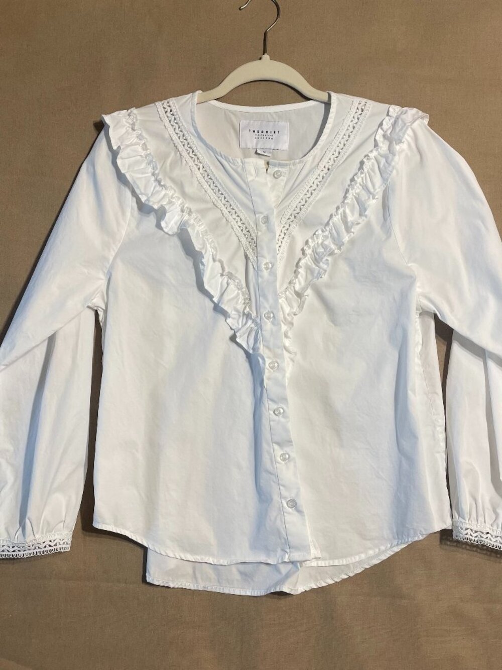 Rochelle Behrens The Shirt Size M White Crisp Cotton Capsule Cottage Peasant
